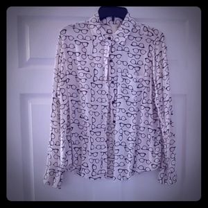 Eyeglass Button Down Blouse